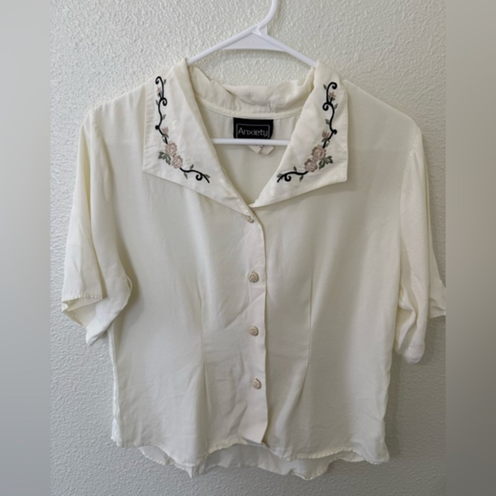 Vintage Anxiety Embroidered Blouse Size Large